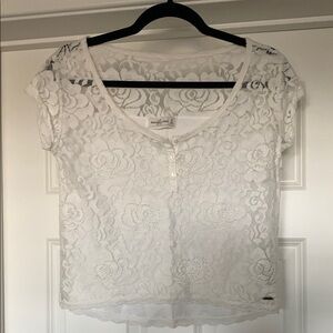 Abercrombie & Fitch White Lace Beaded Women’s Top